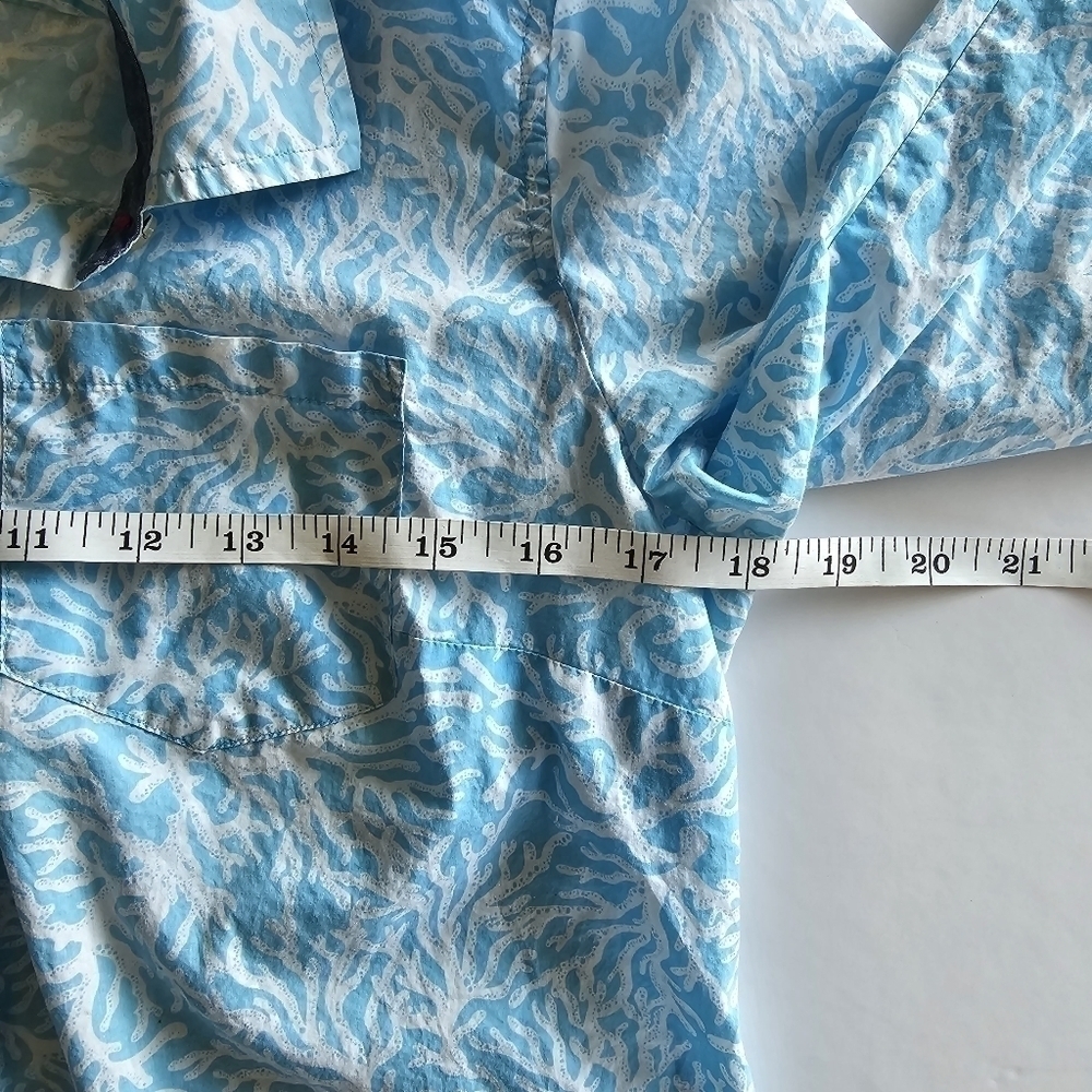 TALBOTS Coastal Coral Reef Button Down Shirt Blue White Size S - Picture 8 of 15
